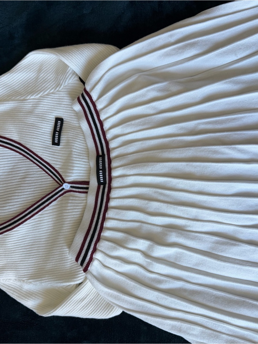 Rib Knit Tennis Set | Cardigan + Pleated Mini Skirt | M - Picture 4 of 4